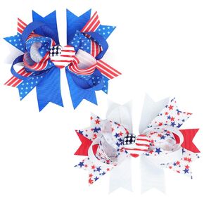 American Flag Hair Bow Clips Patriotic Independence Day Baby Girl’s Hair Clips 4th of July Hair Accessories Decoration Star and Stripe Hair Barrette with Alligator Clips Memorial Day Headwear 2Pcs