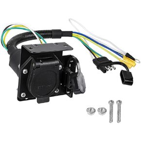 4-Way Flat to 7-Way Round RV Blade Trailer Adapter,4 Pin to 7 Pin Trailer Light Adapter Wiring Harness,Trailer Wiring Harness Trailer Light Plug Adapter for RV, Trailers, Caravans