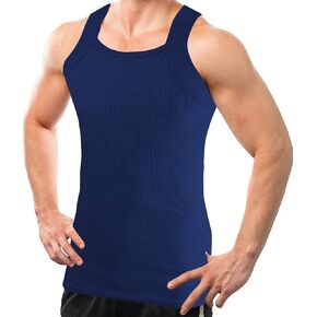 Different Touch Men Cotton Tank Top Square Cut Muscle Rib A-Shirt