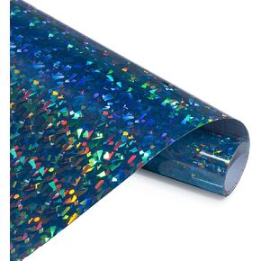 ANT Blue Holographic Broken Glass Crystal Vinyl, 12" x 10ft, Compatible with Cricut, Cameo - Permanent Adhesive Vinyl, for DIY Project, Decal, Sticker