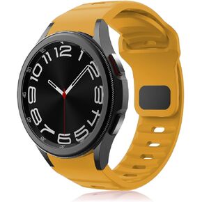 Rugged No Gap Band for Samsung Galaxy Watch 6 5 4 Band 44mm 40mm/Galaxy Watch 6 Classic Bands 47mm 43mm/Watch 5 Pro 45mm/Watch 4 Classic 46mm 42mm, Silicone wristband Sport strap Men women