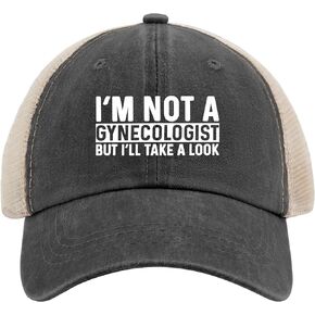 I'm not a Gynecologist but I'll take a Look Trucker Hat Women Vintage Mesh Cap for Summer Black