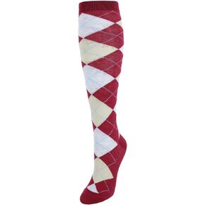 CTM® Women's Fun Colored Argyle Plaid Knee High Socks (1 Pair)