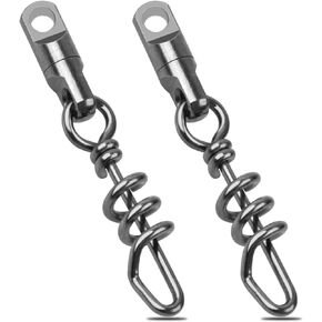 Fishing Corkscrew Swivel Snaps - Quick Release Big Game Dredge Corkscrew Connector Heavy Duty Fishing Swivels Accessories for Saltwater Freshwater (4PCS)