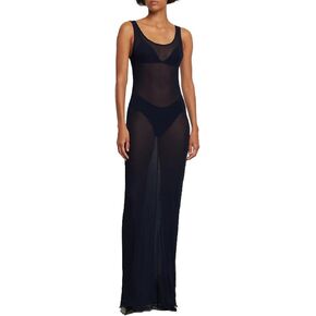 Women's Sexy Swimsuit Coverups Sheer Mesh Bathing Suit Cover Ups See Through Sleeveless Beach Maxi Dress