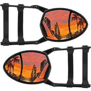 AUTOSAVER88 Clip-on Towing mirror Extenders, Clamp on Car Mirror, Side Mirror Extensions for Towing,Blindspot Mirror, 360 Degree Rotation, Trailer Mirror Extender, Strap On Mirror Manual Control Glass