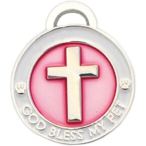 Pet Collar Charm, Cross, Small, Pink