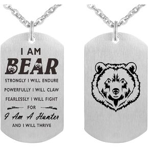 Fashion Bear Pendant Necklace I am Bear Gift Dog Tag Jewelry Keychain