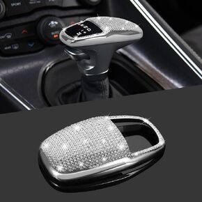 TOMALL Bling Car Gear Shift Knob Cover Compatible with Dodge Charger Challenger Bling Auto Shift Gear Knob Head Cover Crystal Interior Trim for Car Sparkly Shifter Gear Lever Modification Decorations