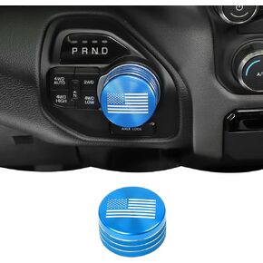 JWWY Gear Shift Shifter Switch Knob Transmission Gear Lever Gearstick Selector Knob Cover Trim for Dodge 2018-2024+ Dodge RAM 1500 Interior Accessories Special Editions, Blue Aluminum Alloy