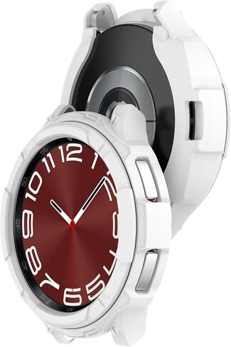 [عبوتان + عبوتان] حافظة متوافقة مع ساعة Samsung Galaxy Watch 6 Classic 43mm / 47mm، حافظة واقية من الكمبيوتر الشخصي + حلقة إطار من حجر الراين اللامع من PC + 2 طبقة حماية للشاشة من الزجاج المقوى، أسود + أسود in Kuwait