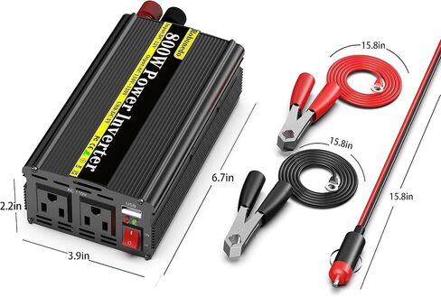 800 Watt Power Inverters for Vehicles, Car Inverter DC 12v to 110v AC Converter for Car Cigarette Lighter, Modified Sine Wave Inverters with 2 AC Outlets and 2.4A USB Ports for RV Camping in Saudi Arabia