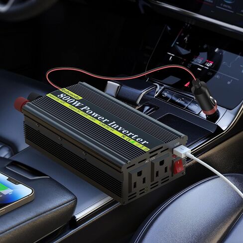 800 Watt Power Inverters for Vehicles, Car Inverter DC 12v to 110v AC Converter for Car Cigarette Lighter, Modified Sine Wave Inverters with 2 AC Outlets and 2.4A USB Ports for RV Camping in Saudi Arabia
