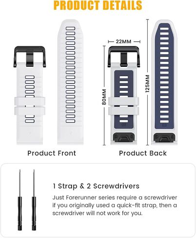 ساعة NotoCity for Fenix ​​7 pro Band 22 مم عرض Fenix ​​6 حزام لـ Fenix ​​5/Fenix ​​7/Fenix ​​5 Plus/Fenix ​​6 Pro من السيليكون الناعم (أبيض-أزرق داكن) in Saudi Arabia