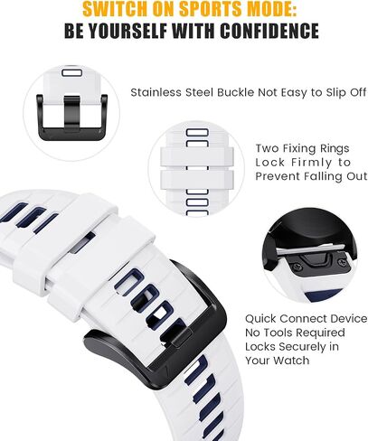 ساعة NotoCity for Fenix ​​7 pro Band 22 مم عرض Fenix ​​6 حزام لـ Fenix ​​5/Fenix ​​7/Fenix ​​5 Plus/Fenix ​​6 Pro من السيليكون الناعم (أبيض-أزرق داكن) in Saudi Arabia