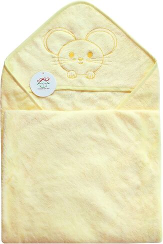 Baby & Toddler Hooded Towel, 35"x35", Extra Soft and Large Bath Towel with Hood, Cute Mouse Kawaii Style Animal Face Yellow Hooded Towel,Comfy and Durable for Boys and Girls in Saudi Arabia