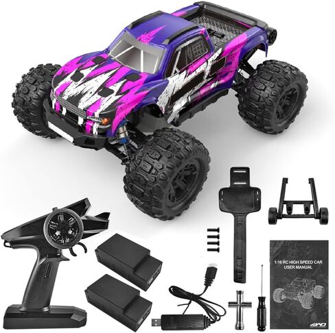 GoolRC H16H RC Truck, 1:16 Scale 2.4GHZ 4WD Off Road RC Buggy, RTR 38KM/h High Speed Brushless RC Car Gift for Adults and Kids 2 Batteries and Wrist Phone-Bag in Saudi Arabia