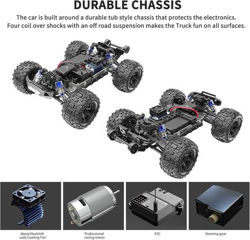 GoolRC H16H RC Truck, 1:16 Scale 2.4GHZ 4WD Off Road RC Buggy, RTR 38KM/h High Speed Brushless RC Car Gift for Adults and Kids 2 Batteries and Wrist Phone-Bag in Saudi Arabia