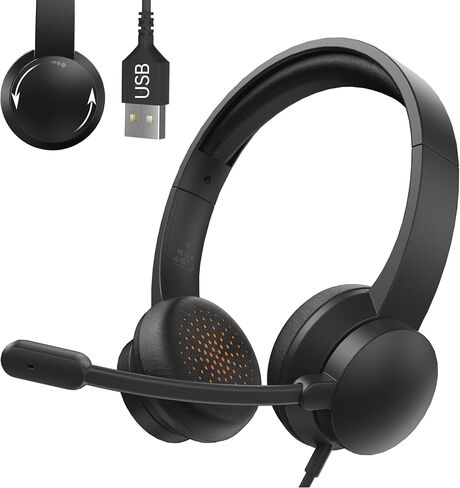 Masajoy Headset with Microphone for PC, USB Headset with Noise Cancelling Microphone, Computer Headset for Teams, Zoom, Skype Calls and Meetings in Kuwait