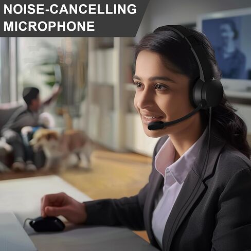 Masajoy Headset with Microphone for PC, USB Headset with Noise Cancelling Microphone, Computer Headset for Teams, Zoom, Skype Calls and Meetings in Kuwait