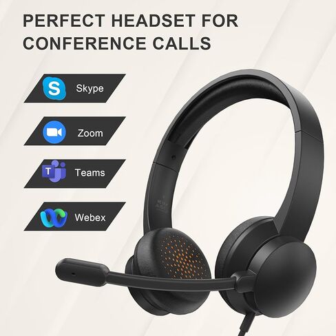 Masajoy Headset with Microphone for PC, USB Headset with Noise Cancelling Microphone, Computer Headset for Teams, Zoom, Skype Calls and Meetings in Kuwait