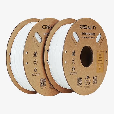 خيوط Creality Hyper PLA 1.75 مم بيضاء 2 كجم، 30-600 مم/ثانية خيوط طابعة PLA ثلاثية الأبعاد عالية السرعة، عبوتان بكرة 1 كجم (2.2 رطل) PLA، دقة الأبعاد +/-0.02 مم، تناسب معظم طابعات FDM ثلاثية الأبعاد in Kuwait
