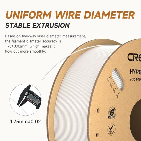 خيوط Creality Hyper PLA 1.75 مم بيضاء 2 كجم، 30-600 مم/ثانية خيوط طابعة PLA ثلاثية الأبعاد عالية السرعة، عبوتان بكرة 1 كجم (2.2 رطل) PLA، دقة الأبعاد +/-0.02 مم، تناسب معظم طابعات FDM ثلاثية الأبعاد in Kuwait