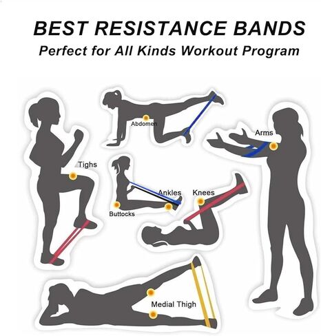 Resistance Bands for Fitness, Exercise Bands for Physical Therapy, Loop Band for Booty, Leg and Arm Strength Training, Home Workout, Pilates, Gym, Yoga, Crossfit, Body Shaping, with Training Guide in Saudi Arabia