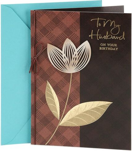Hallmark Birthday Card for Husband (Plaid with Flower) in Saudi Arabia
