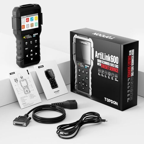 قارئ رمز الماسح الضوئي OBD2 AL600، أداة تشخيص الماسح الضوئي ABS & SRS مع اختبار نشط، ماسح ضوئي TOPDON للسيارة مع خدمة إعادة ضبط الزيت/BMS/SAS، أداة مسح ضوئي للسيارات بوظائف obd2 الكاملة، تحديث مجاني مدى الحياة in Kuwait