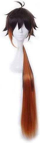 Mystylecos Zhongli Long Brown Ombre Wig with Ponytail Genshin Impact Halloween Costume Party Cosplay Wig in Saudi Arabia