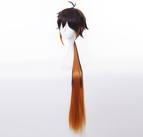 Mystylecos Zhongli Long Brown Ombre Wig with Ponytail Genshin Impact Halloween Costume Party Cosplay Wig in Saudi Arabia