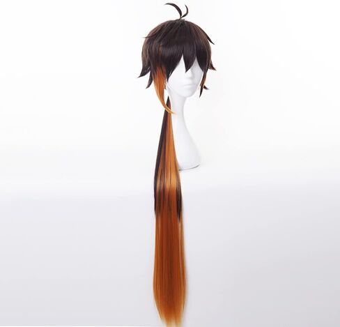 Mystylecos Zhongli Long Brown Ombre Wig with Ponytail Genshin Impact Halloween Costume Party Cosplay Wig in Saudi Arabia