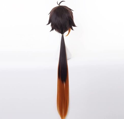 Mystylecos Zhongli Long Brown Ombre Wig with Ponytail Genshin Impact Halloween Costume Party Cosplay Wig in Saudi Arabia