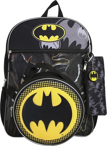 Bioworld DC Comic Book Batman Symbol 5-Piece Backpack Accessory Set for boys in Saudi Arabia