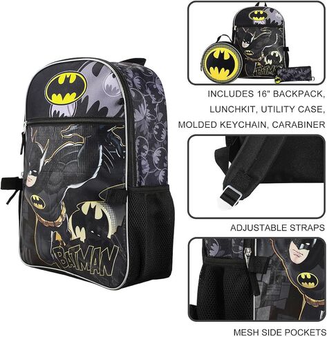 Bioworld DC Comic Book Batman Symbol 5-Piece Backpack Accessory Set for boys in Saudi Arabia