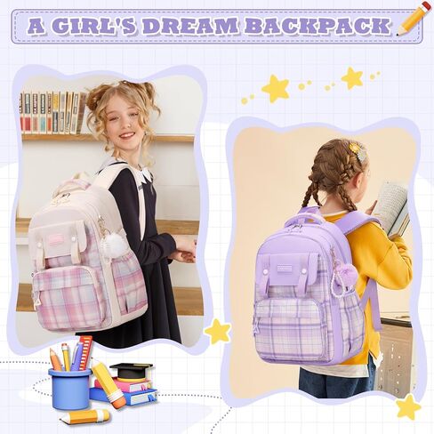 MUSEVOS Girls Backpack, Ideal School Backpack for Girls from Elementary to Teen Years, Kawaii Bookbag Cute Large Capacity in Saudi Arabia