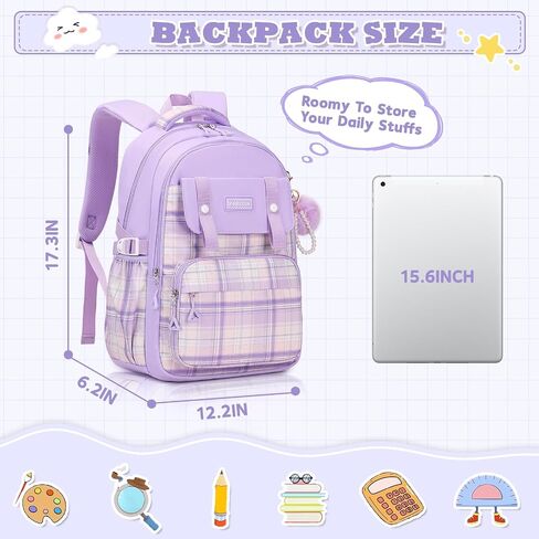 MUSEVOS Girls Backpack, Ideal School Backpack for Girls from Elementary to Teen Years, Kawaii Bookbag Cute Large Capacity in Saudi Arabia