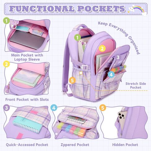 MUSEVOS Girls Backpack, Ideal School Backpack for Girls from Elementary to Teen Years, Kawaii Bookbag Cute Large Capacity in Saudi Arabia