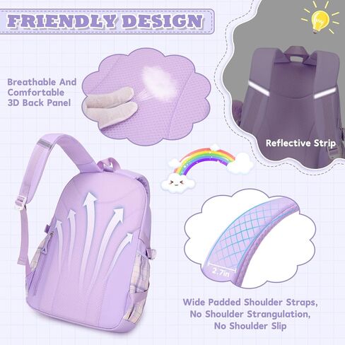 MUSEVOS Girls Backpack, Ideal School Backpack for Girls from Elementary to Teen Years, Kawaii Bookbag Cute Large Capacity in Saudi Arabia