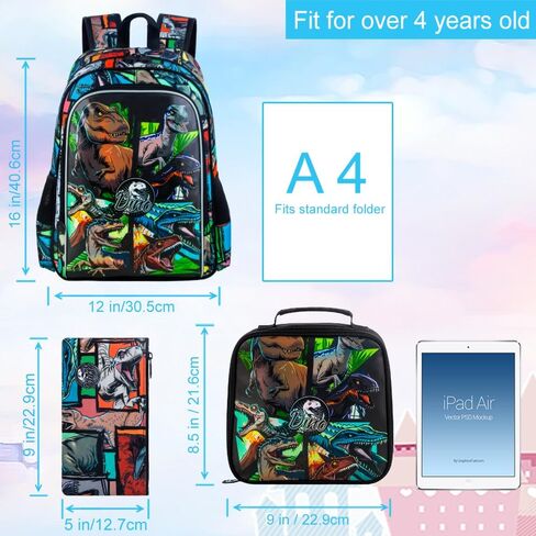 3PCS Football Backpack for Boys, 16'' Kids Soccer Bookbag with Lunch Box, Water Resistant School Backpacks for Preschool Elementary Kindergarten Travel in Saudi Arabia