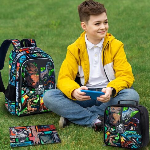 3PCS Football Backpack for Boys, 16'' Kids Soccer Bookbag with Lunch Box, Water Resistant School Backpacks for Preschool Elementary Kindergarten Travel in Saudi Arabia
