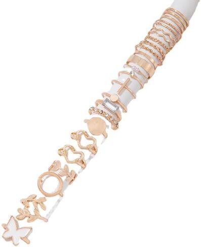 HUASAI 8 PCS Gold Rings for Women Gold Stacking Rings Set Dainty Stackable Boho Pearl Rings Midi Finger Rings Vintage Simple Trendy Rings Trendy Jewelry Gifts in Saudi Arabia
