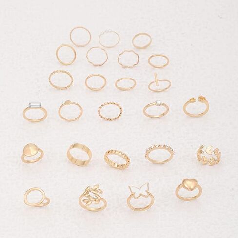 HUASAI 8 PCS Gold Rings for Women Gold Stacking Rings Set Dainty Stackable Boho Pearl Rings Midi Finger Rings Vintage Simple Trendy Rings Trendy Jewelry Gifts in Saudi Arabia
