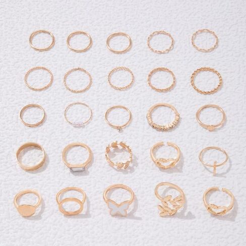 HUASAI 8 PCS Gold Rings for Women Gold Stacking Rings Set Dainty Stackable Boho Pearl Rings Midi Finger Rings Vintage Simple Trendy Rings Trendy Jewelry Gifts in Saudi Arabia