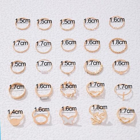 HUASAI 8 PCS Gold Rings for Women Gold Stacking Rings Set Dainty Stackable Boho Pearl Rings Midi Finger Rings Vintage Simple Trendy Rings Trendy Jewelry Gifts in Saudi Arabia