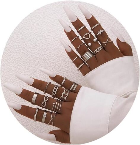 HUASAI 8 PCS Gold Rings for Women Gold Stacking Rings Set Dainty Stackable Boho Pearl Rings Midi Finger Rings Vintage Simple Trendy Rings Trendy Jewelry Gifts in Saudi Arabia