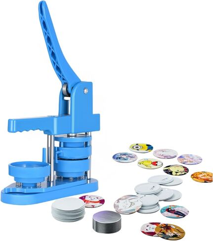 آلة صنع الأزرار 58 مم - 100 لوازم صنع الأزرار - آلة صنع الدبابيس آلة الضغط على الأزرار لشارات الأزرار التي تصنعها بنفسك - مثالية للحرف اليدوية والحفلات والأحداث in Kuwait