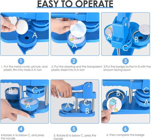 آلة صنع الأزرار 58 مم - 100 لوازم صنع الأزرار - آلة صنع الدبابيس آلة الضغط على الأزرار لشارات الأزرار التي تصنعها بنفسك - مثالية للحرف اليدوية والحفلات والأحداث in Kuwait