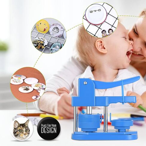 آلة صنع الأزرار 58 مم - 100 لوازم صنع الأزرار - آلة صنع الدبابيس آلة الضغط على الأزرار لشارات الأزرار التي تصنعها بنفسك - مثالية للحرف اليدوية والحفلات والأحداث in Kuwait